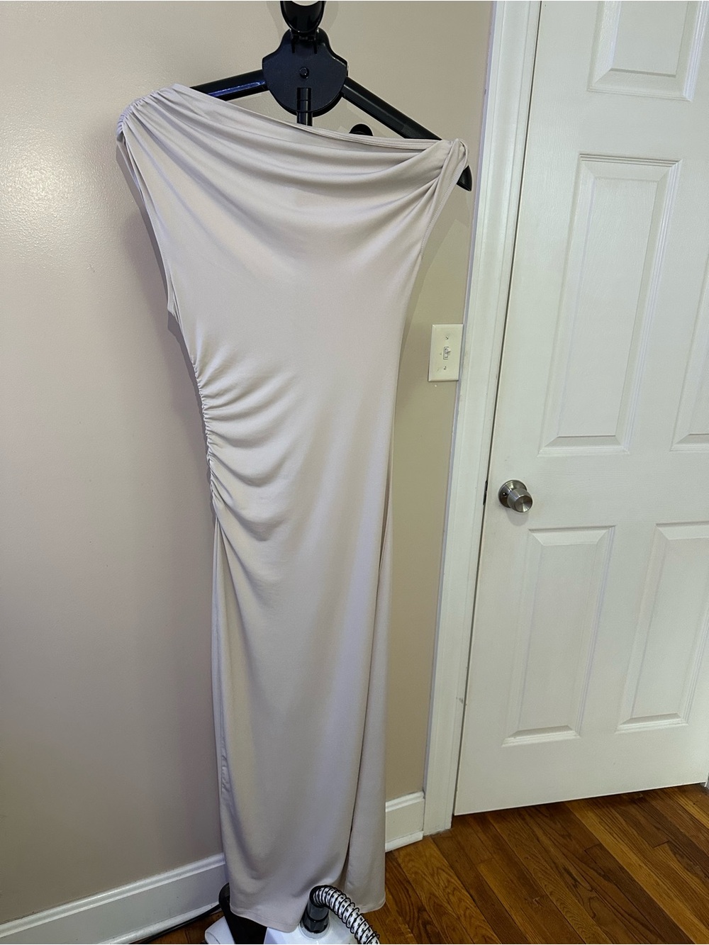 H&M One-Shoulder Maxi Dress in Light Taupe XS